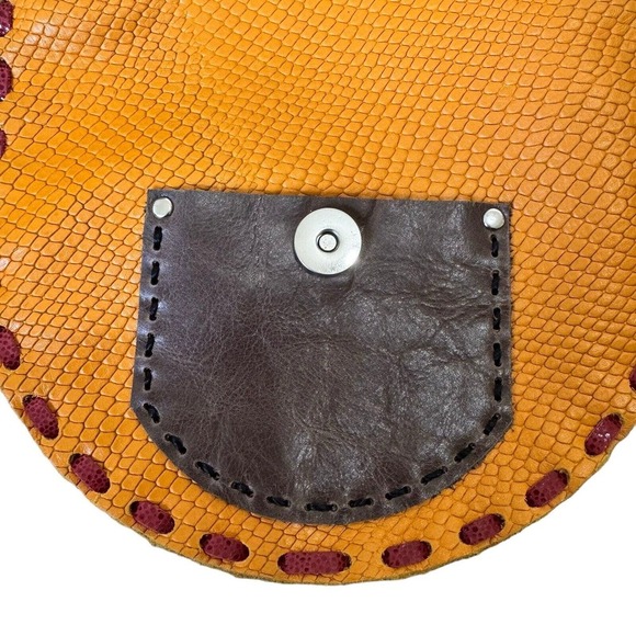 Handmade Stitched Snake Print Leather Crossbody Shoulder Bag NWT - Picture 4 of 8